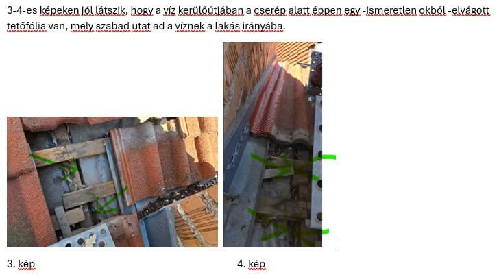 Részletes leírás további hibafeltárása a tetőjavításhoz