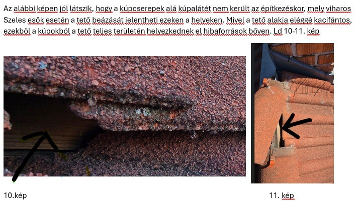 Részletes leírás további hibafeltárása a tetőjavításhoz, épításkori hiányosságok