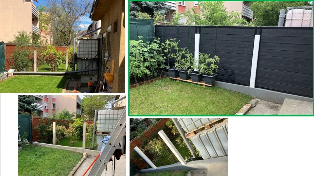 hálós élvédőzés, kerítésfestés, wpc méretre vágás, kerítés építés